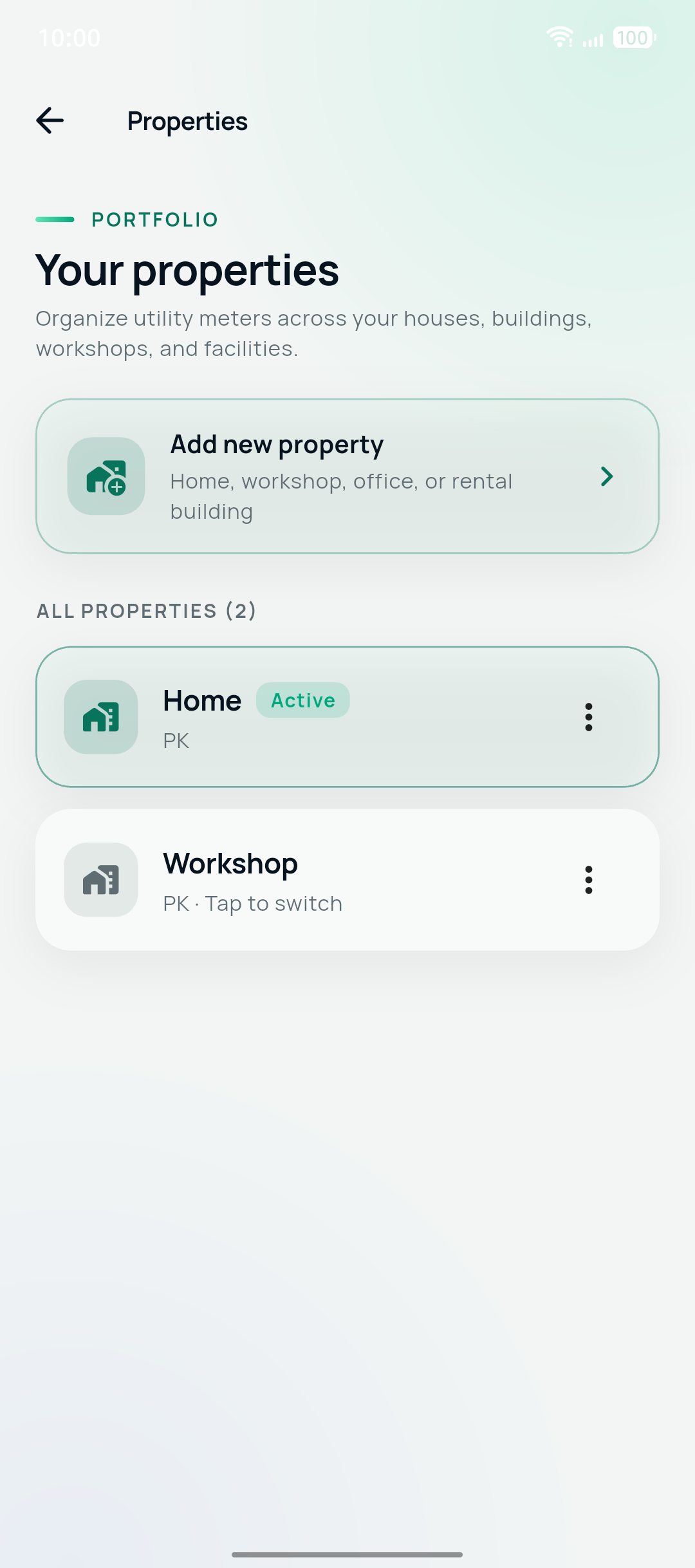 Properties in MeterPilot